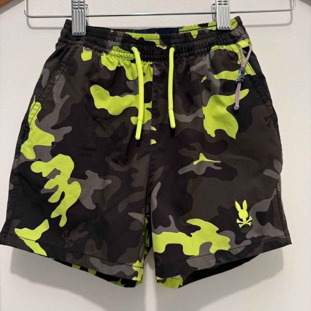 Psycho Bunny Plano Camo Print toddler boys Swim Trunks Size 3T